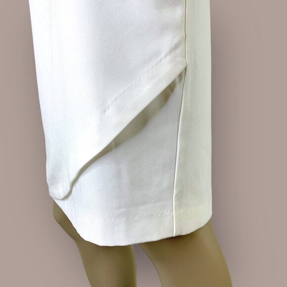 Saint Tropez West Chiffon Wrap Pencil Casual Skirt Lined Size 6 Cream Whte - Picture 7 of 14
